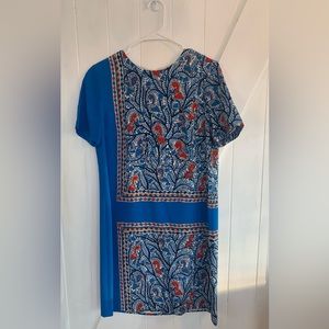 Tory Burch Mallory short sleeve framed bird print silk dress SIZE 6